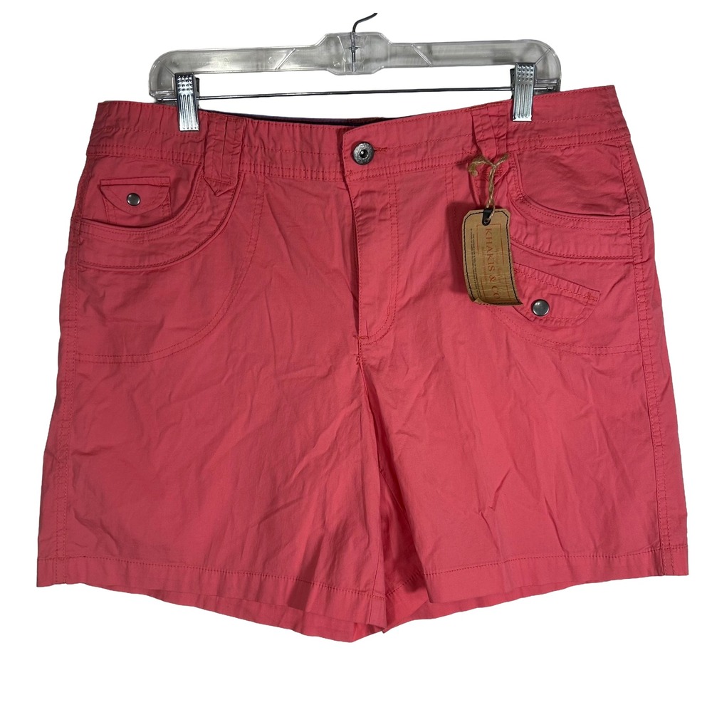 NWT Khakis & Co Womens Coral Pink Stretch Cotton Shorts Size 14 30593T
